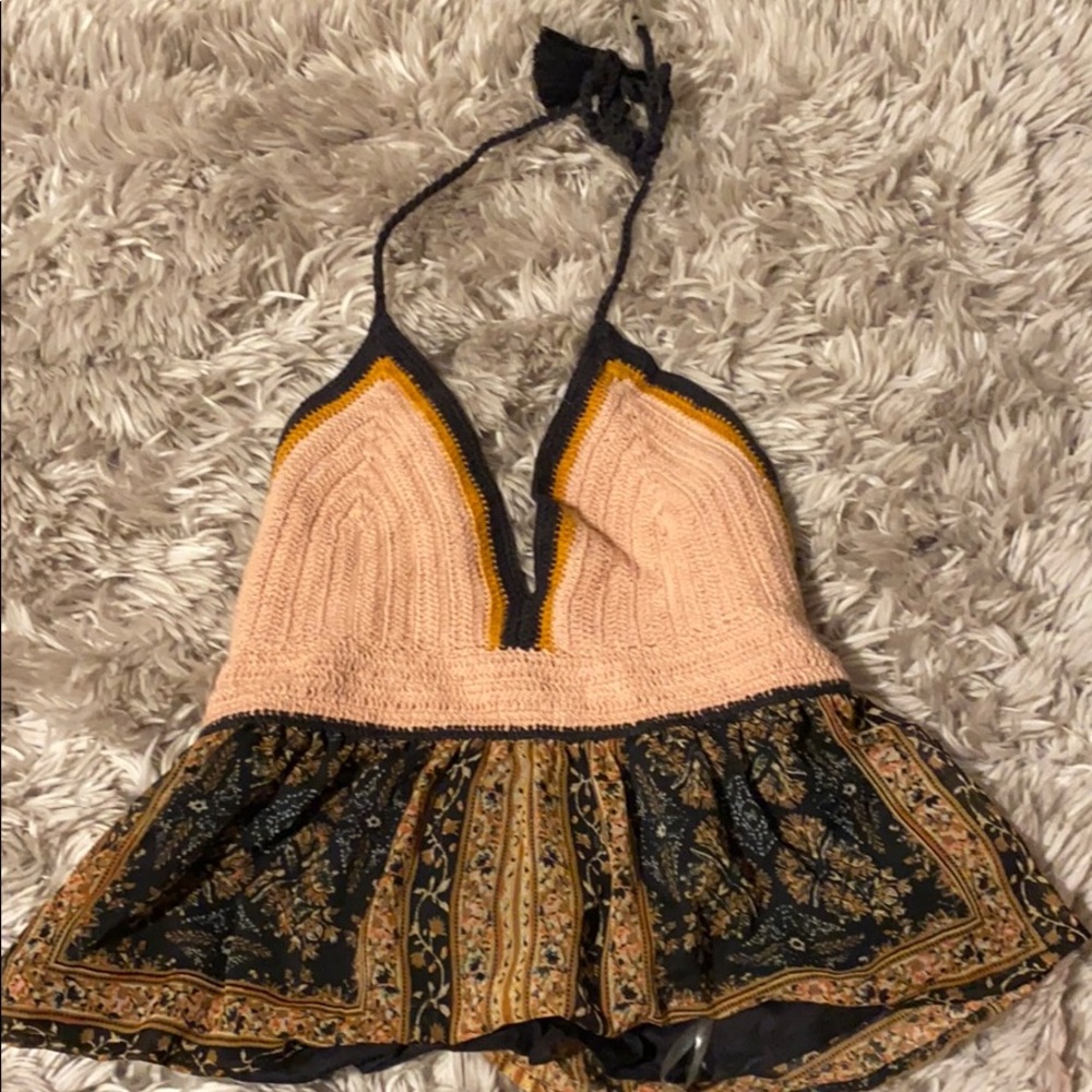 American Eagle Crocheted Halter Top Size S